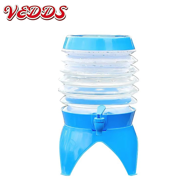 Water Bag Collapsible - 折りたたみ式水容器 PP 再利用可能なウォーターディスペンサー ポータブルドリンクストレージキャリア 排水タップ付き キャンプ