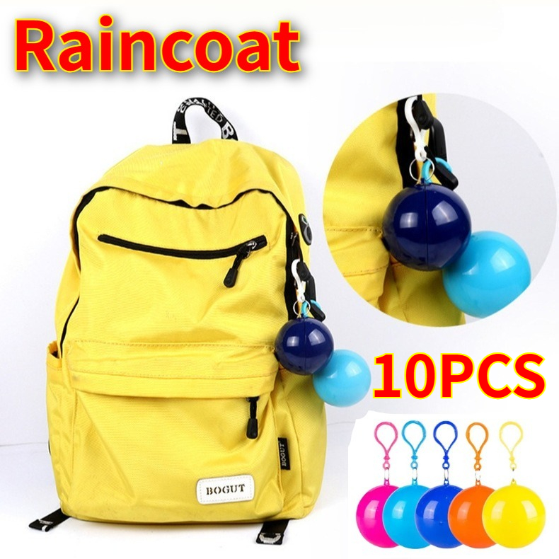 Emergency Poncho Rain - 10個入り カラフルミニポータブルレインコートボール 厚手 使い捨て 防水 緊急用